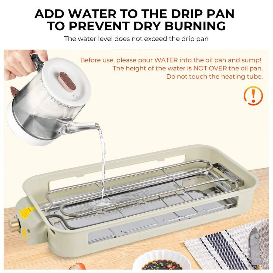 1700W Electric Indoor Grill 2-In-1 Griddle Removable Plates Non-Stick