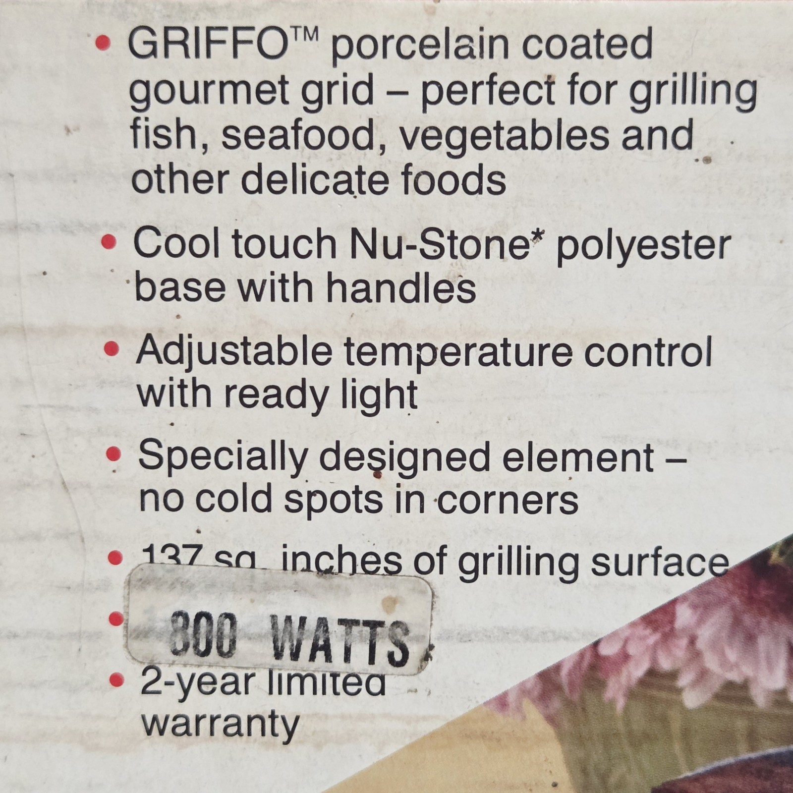 Sunbeam 800W Indoor Electric Grill Griffo Grid #4757 Granite Nu-stone ~ New