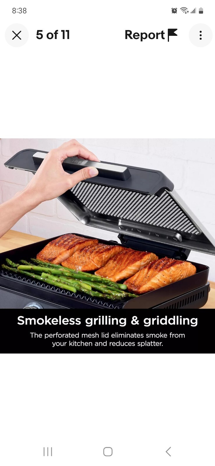 Ninja GR100 Sizzle Smokeless Indoor Grill New
