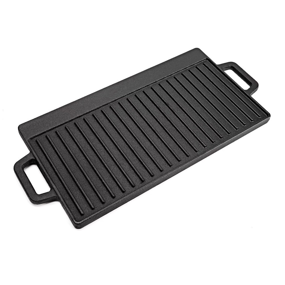 Deluxe Cast Iron Reversible Grill Griddle Plate, Black,Hand Wash