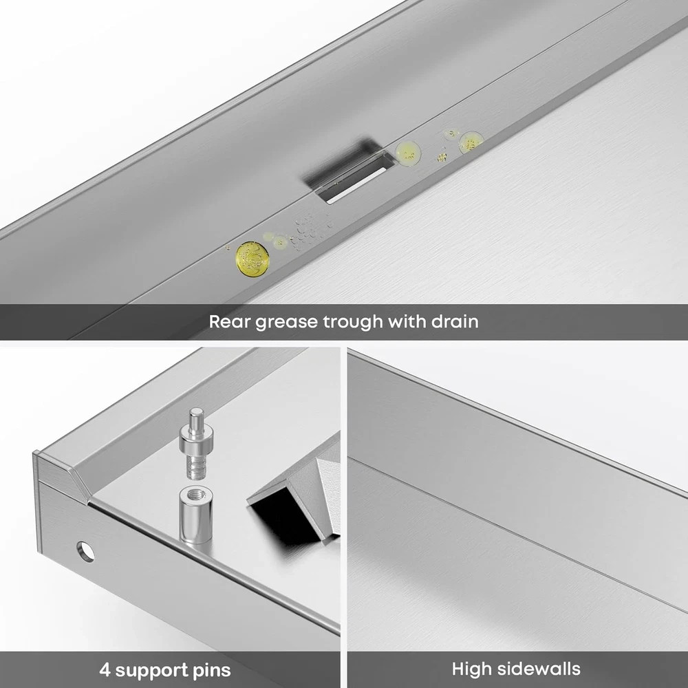 22″ Stainless Steel Griddle Top Replacement for Blackstone with Grease System
