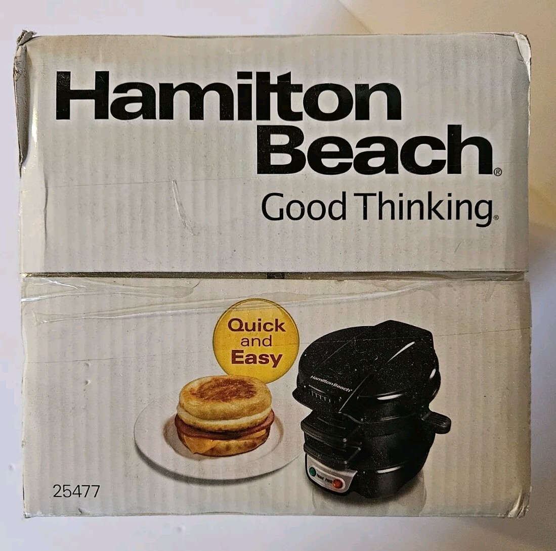 Hamilton Beach Breakfast Sandwich Maker with Egg Cooker Ring Black 600 Watt