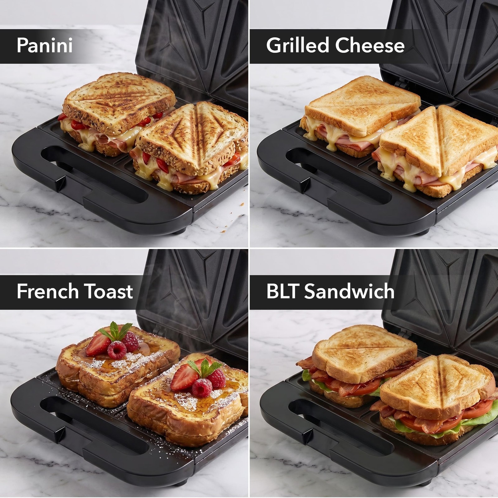OVENTE Electric Sandwich Maker, 750W Non-Stick Plates, Black GPS401B | Perfec…