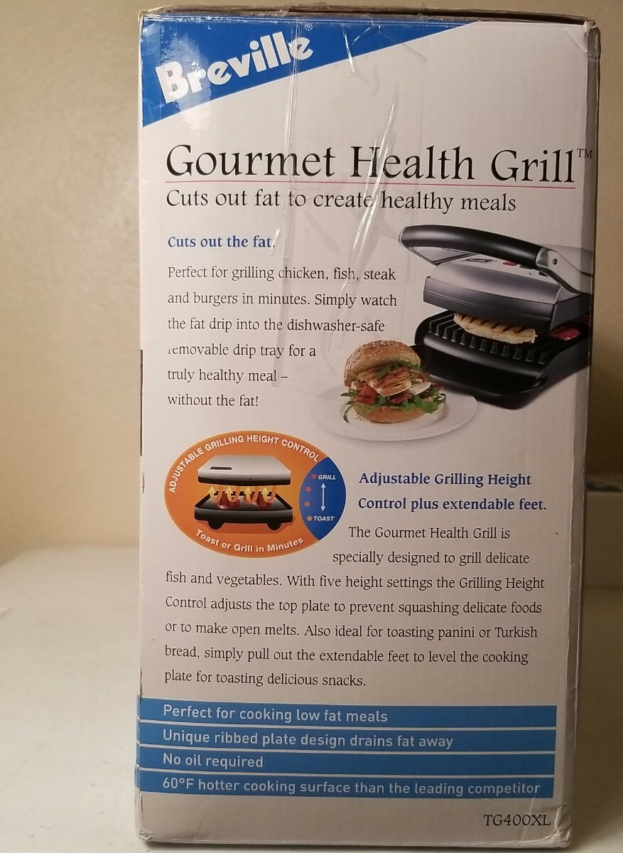 Breville health TG400XL 1500-Watt Gourmet Health Grill Panini Press Open Box
