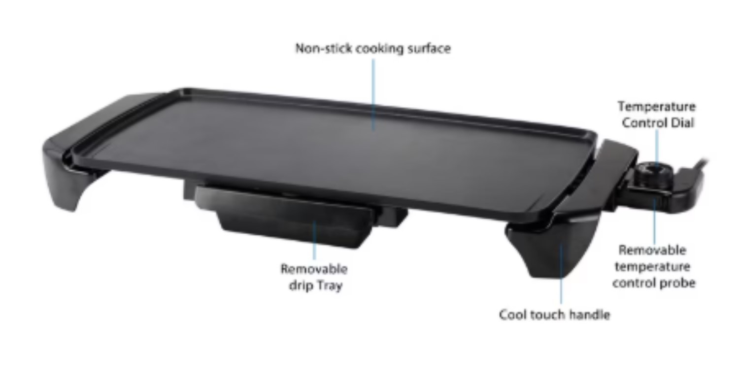 Mainstays MS-GRD20 Non-Stick Electric Kitchen Griddle – Black