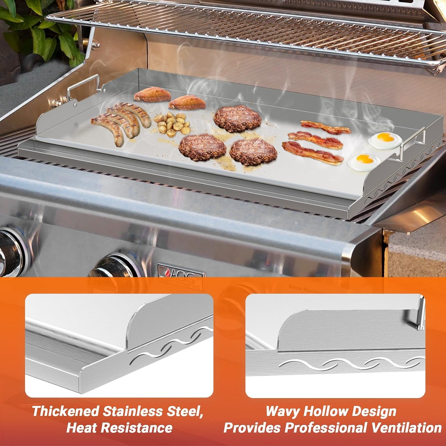 25x16in Stainless Steel Griddle for BBQ and Flat Top Grill