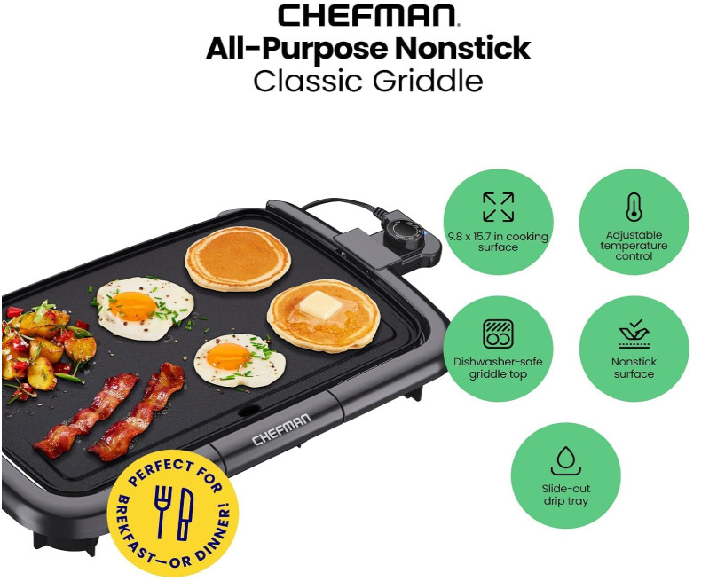 Parrilla eléctrica compacta con control de temperatura extraíble, antiadherente