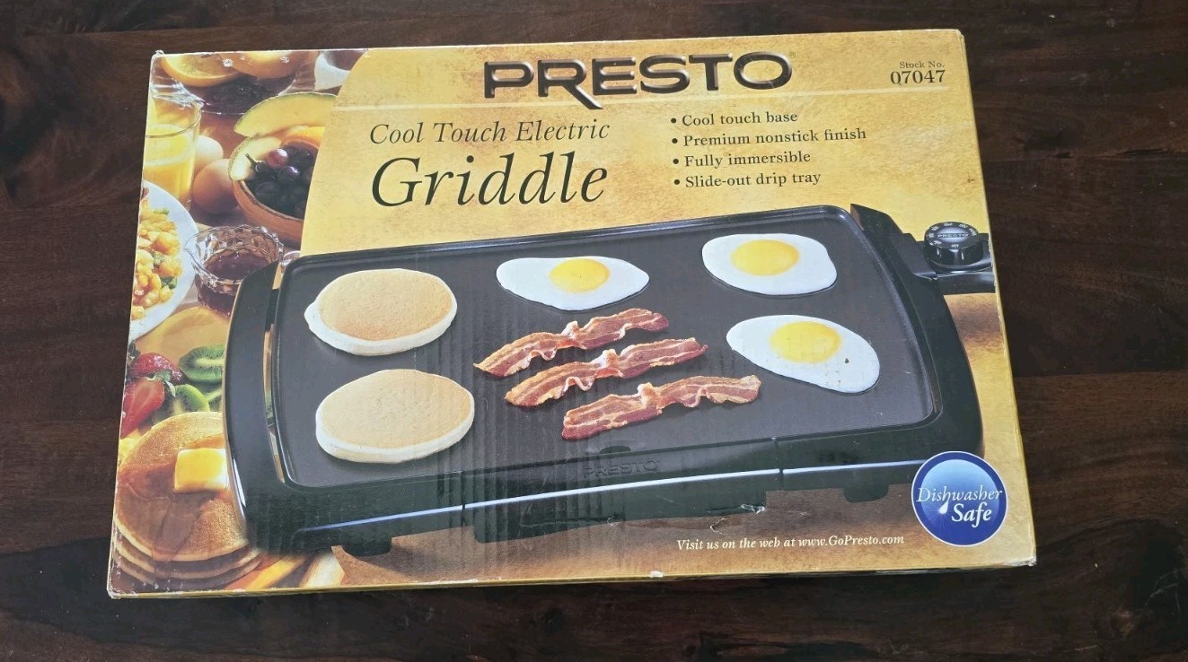 Presto 07047 Cool Touch Electric Griddle 1300W Black Nonstick Temp Control