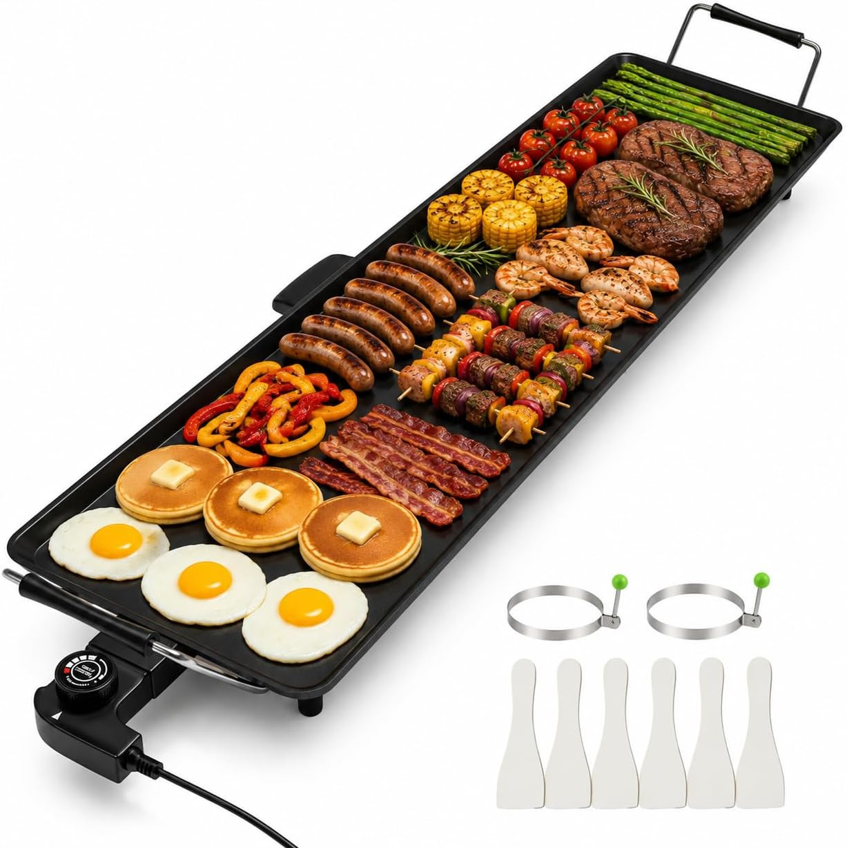 35″ Extra Large Electric Griddle 2000W | Outdoor Flat Top Grill | Nonstick Cooki