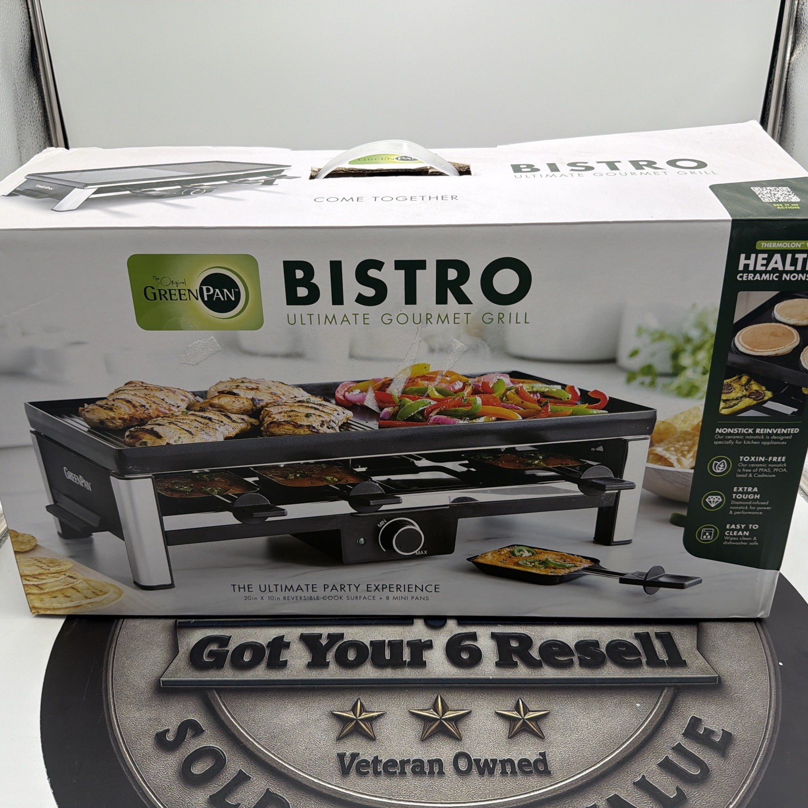 GreenPan Ultimate Gourmet Grill Reversible Griddle 8 Pans Nonstick Ceramic Elect