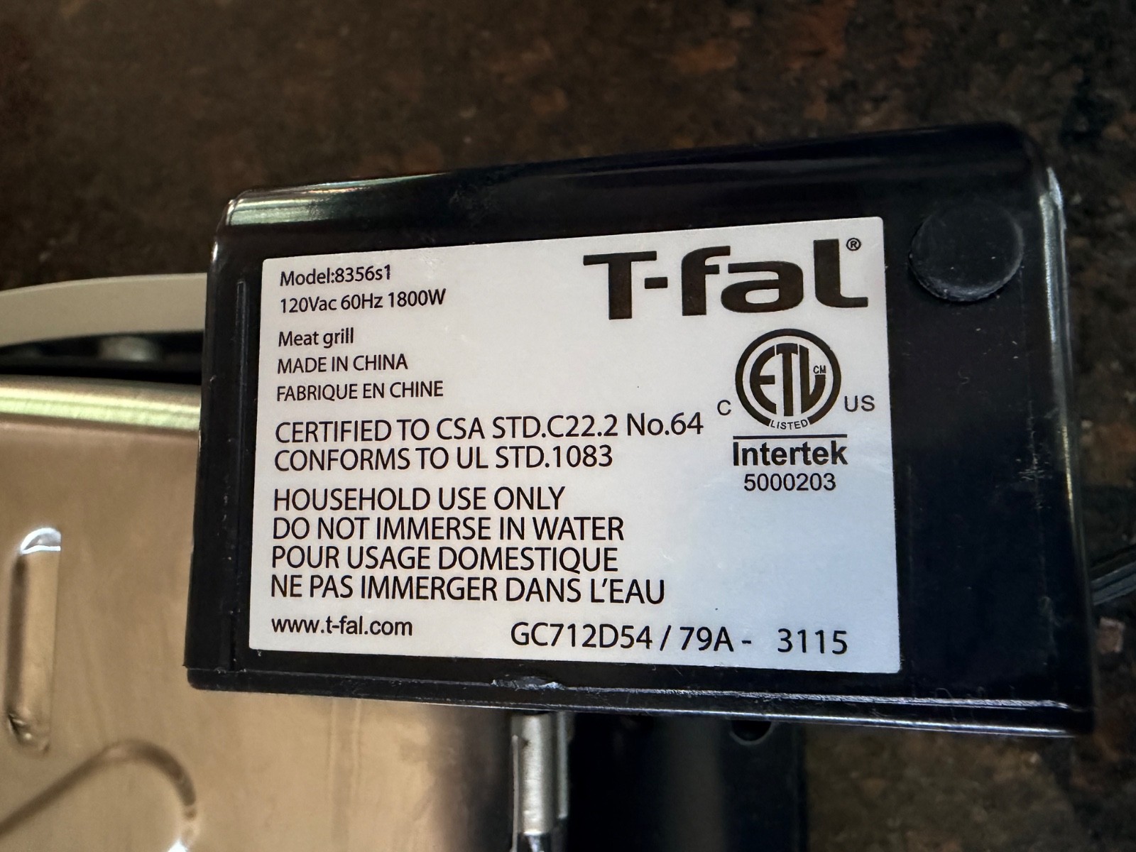 T-Fal OptiGrill Series 8351s1 Automatic Sensor Indoor Grill Stainless Steel