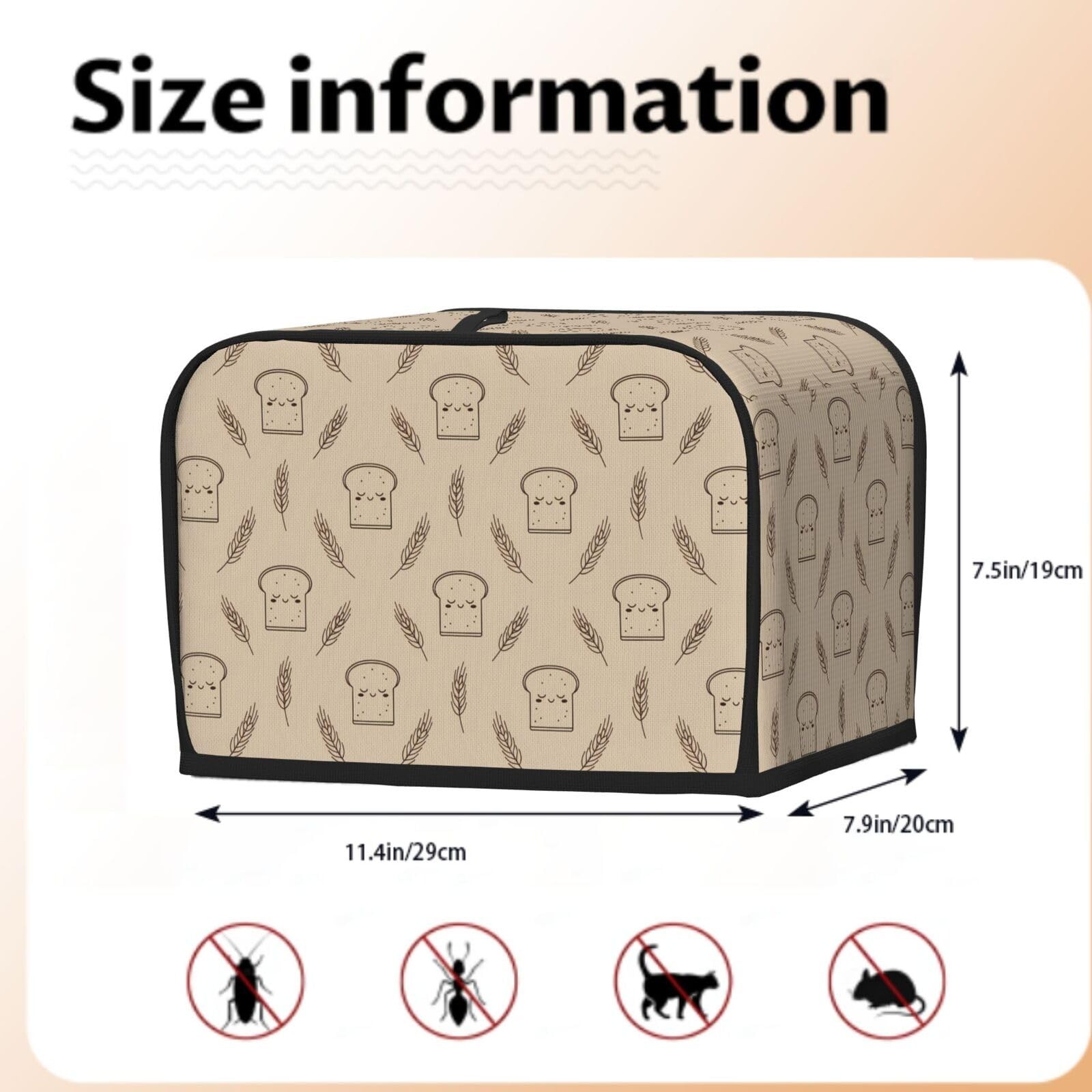 NeuKim 2 Slice Toaster Cover Cute Toast Wheat 2 Slice,