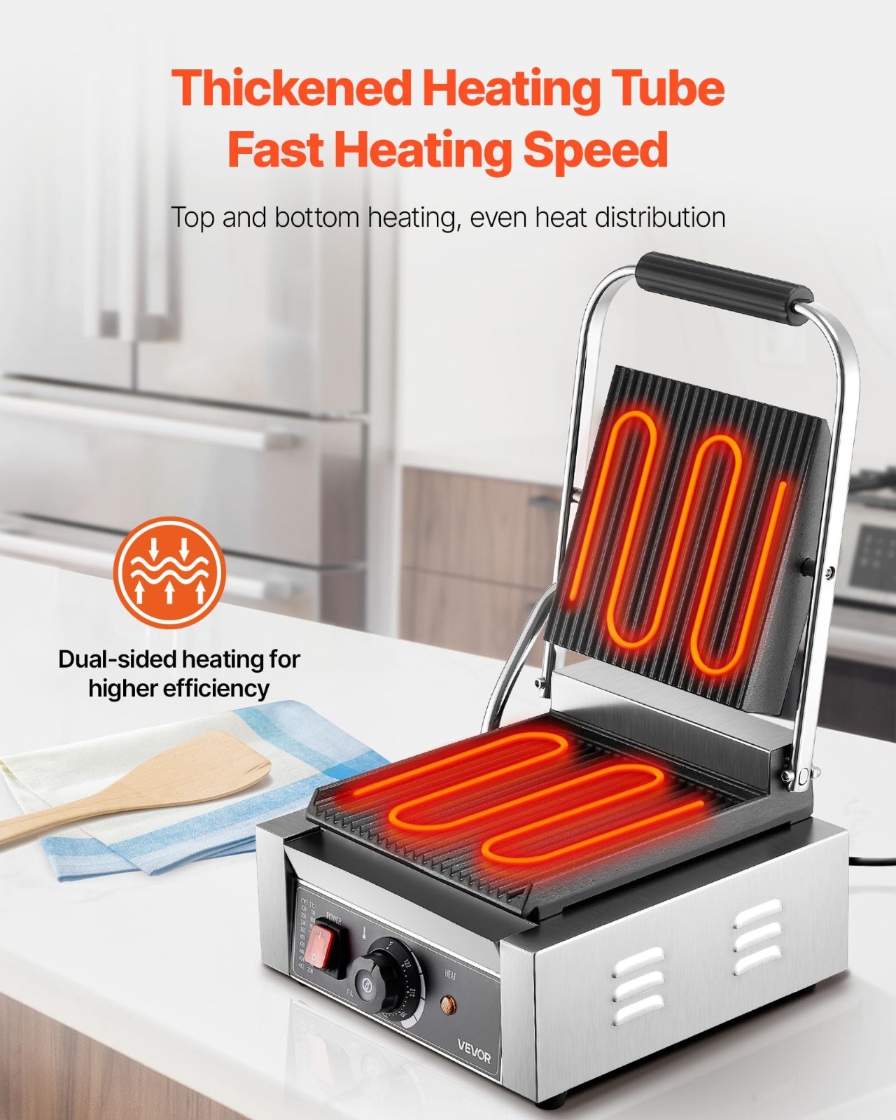 1800W Electric Panini Grill Sandwich Maker, Stainless Steel, Temp Control, Groov