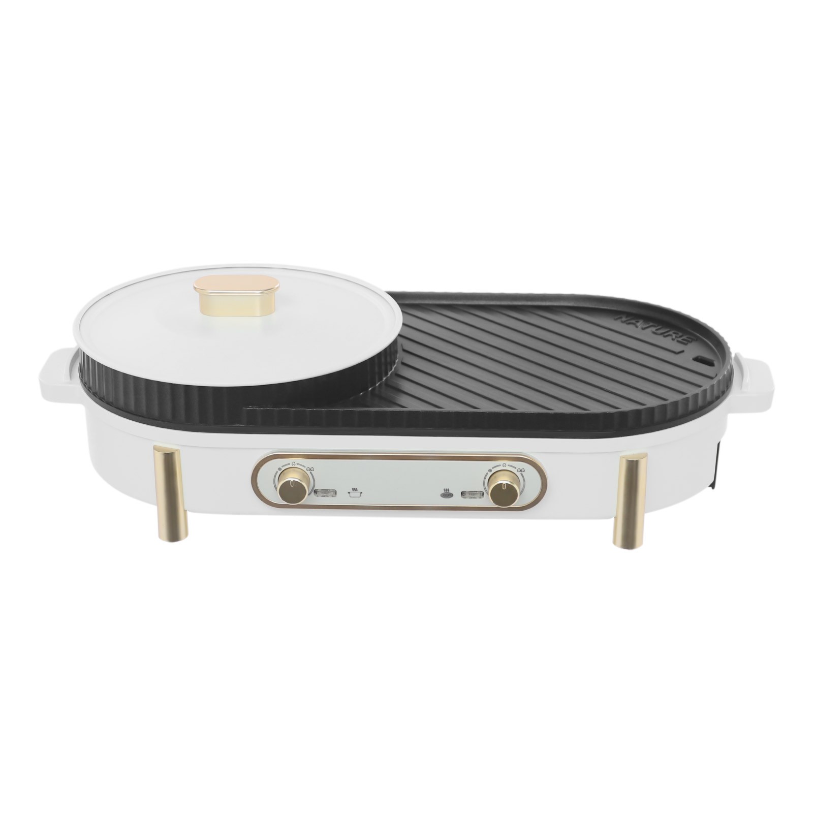 Electric Grill&Hot Pot 2-in-1 Hotpot Pot and Grill Plate with Independent Temper