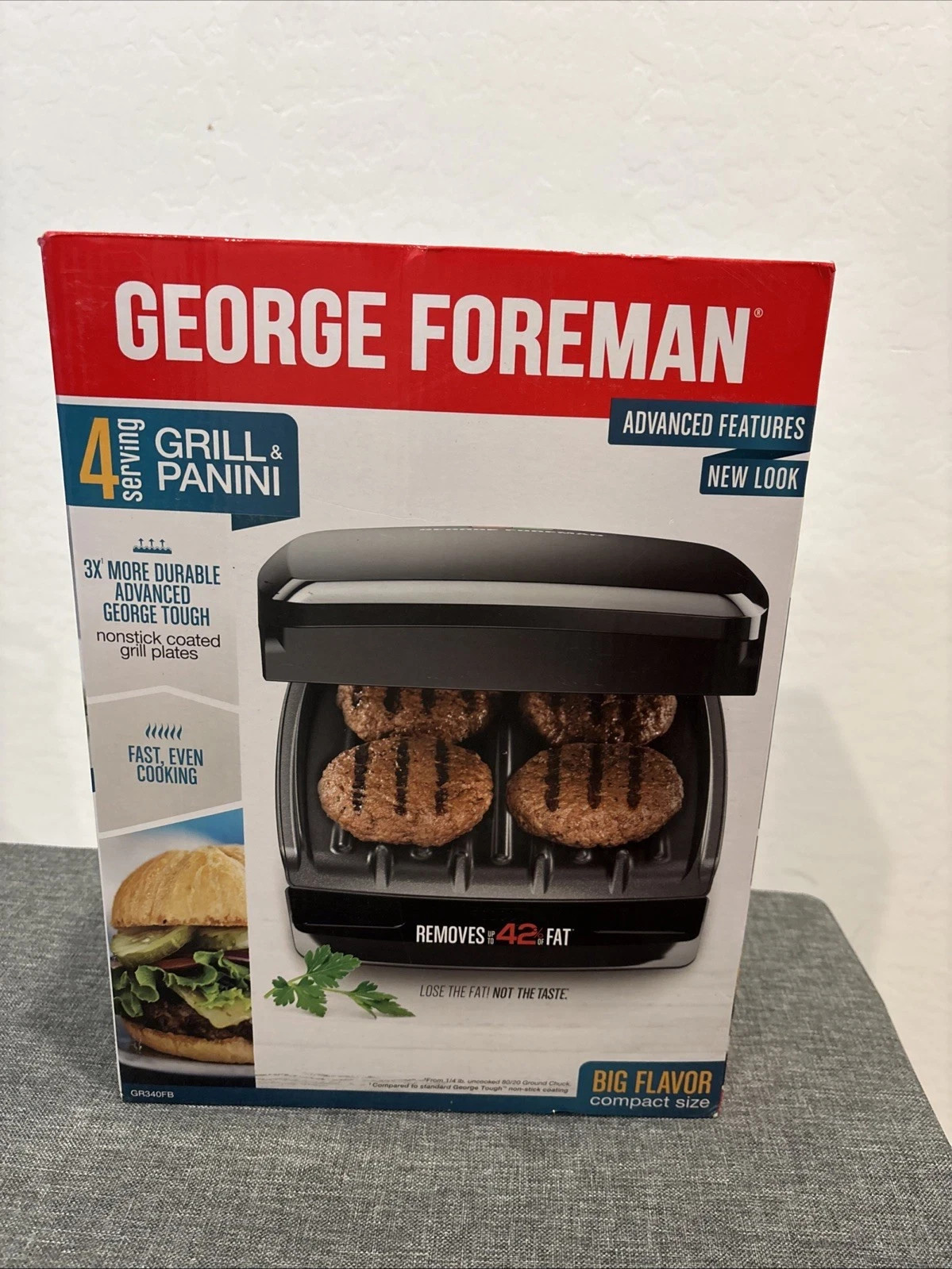 George Foreman 4-Serving Grill & Panini Press – Black Brand New Sealed Free Ship