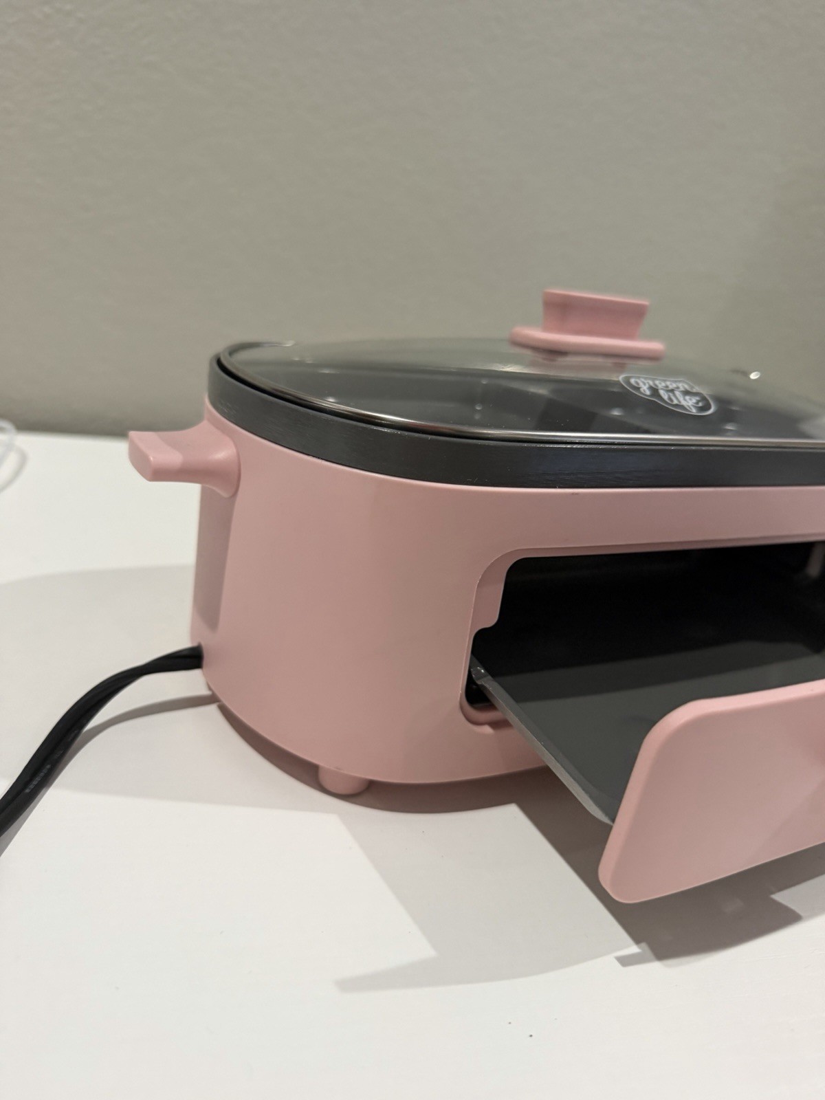 GreenLife 3-in-1 Breakfast Maker Station Nonstick Dual Griddle 2-Slice, Pink