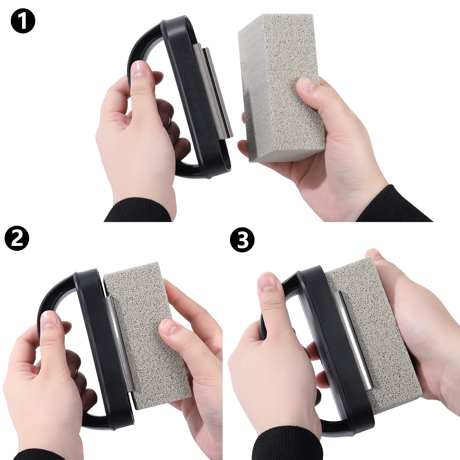 MOWOT Blackstone Griddle Cleaning Brick Block Heavy 3 Pack with handle, Gray