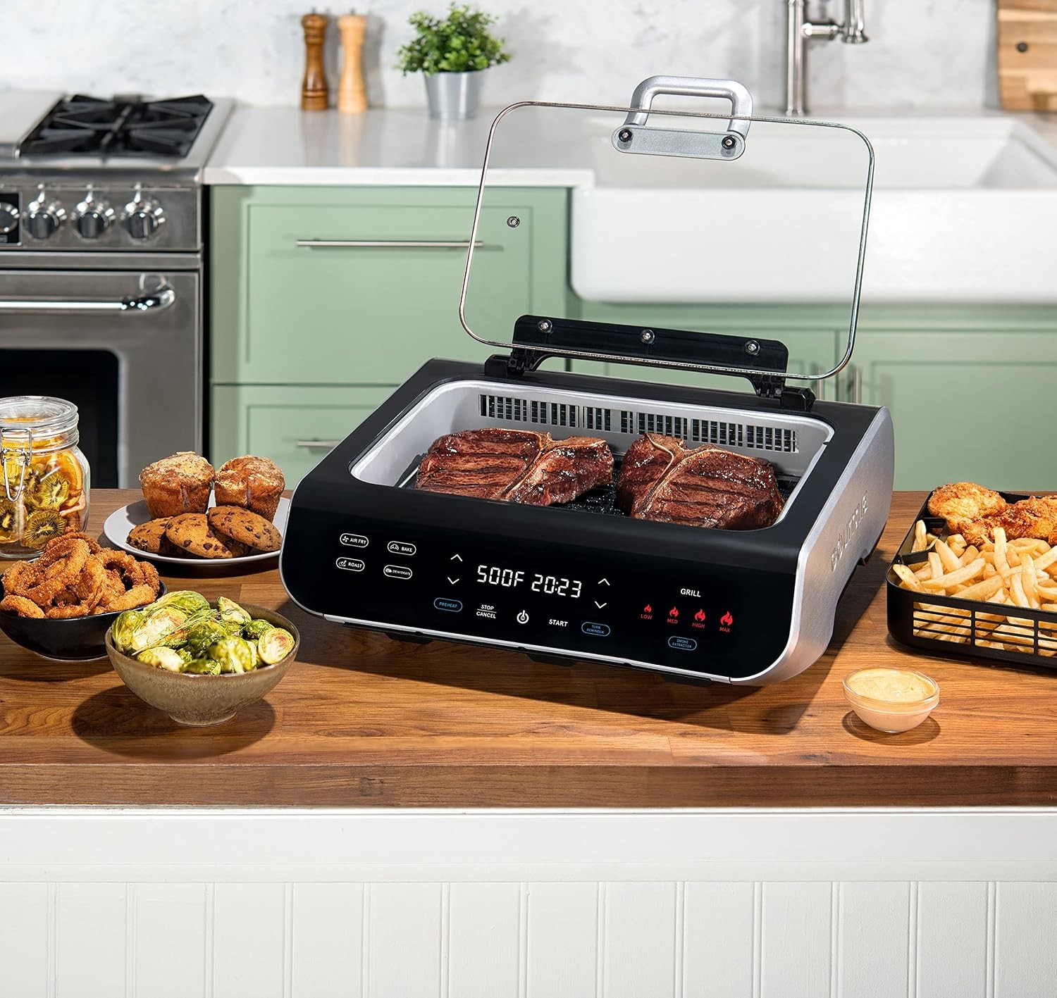 Smokeless Indoor Grill & Air Fryer raclette grill with Smoke Extracting