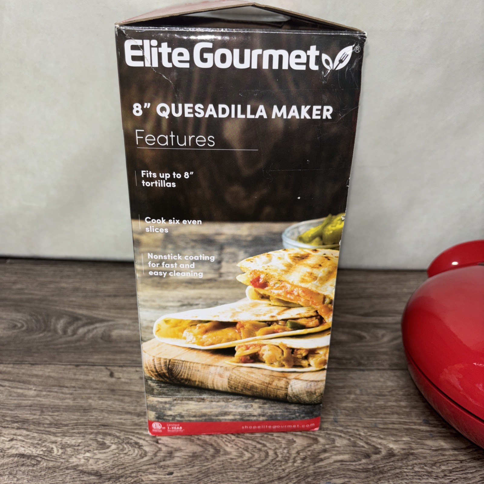 Elite Gourmet EQD413 Non-Stick Electric, Mexican Taco Tuesday Quesadilla Red