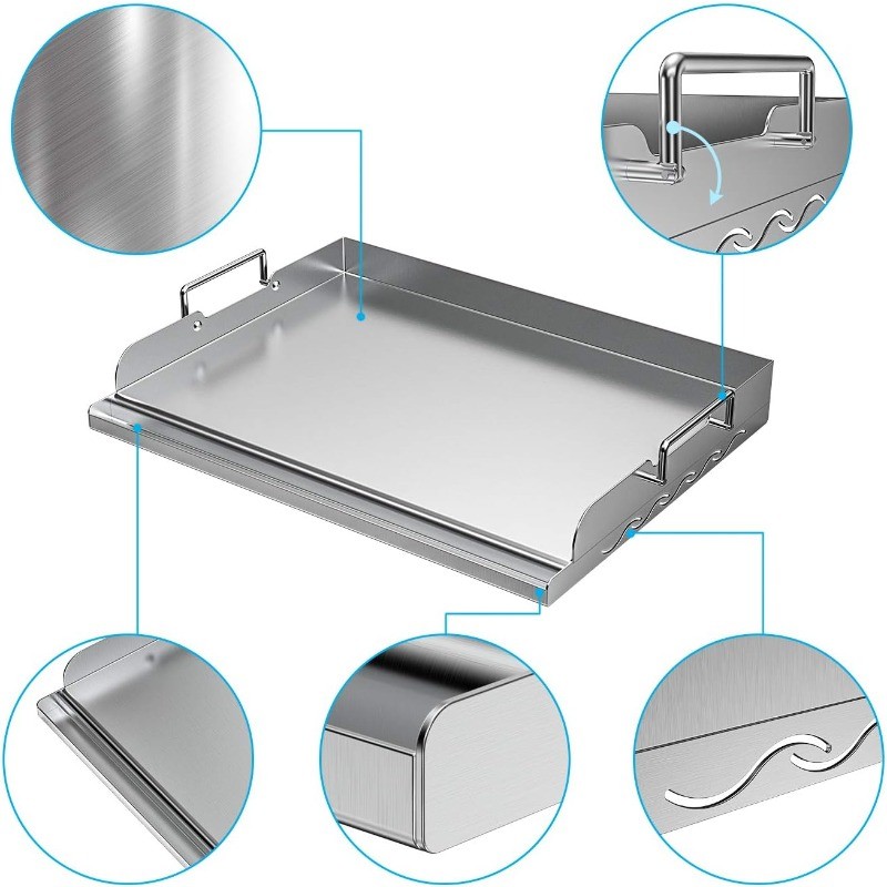 Universal Stainless Steel Griddle Flat Top Plate with Even Heating Bracing