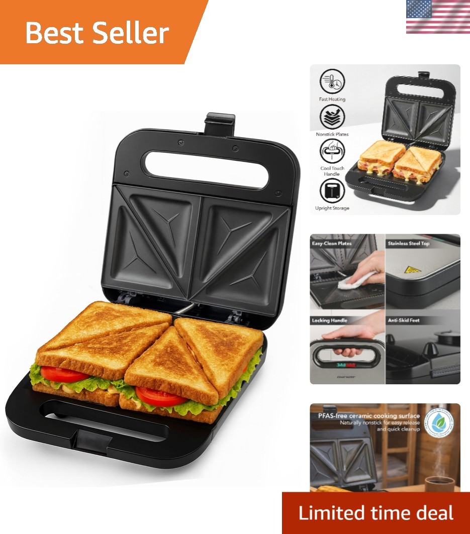 Versatile Electric Sandwich Maker – Toasted Breakfast & Snacks in Minutes, 750W
