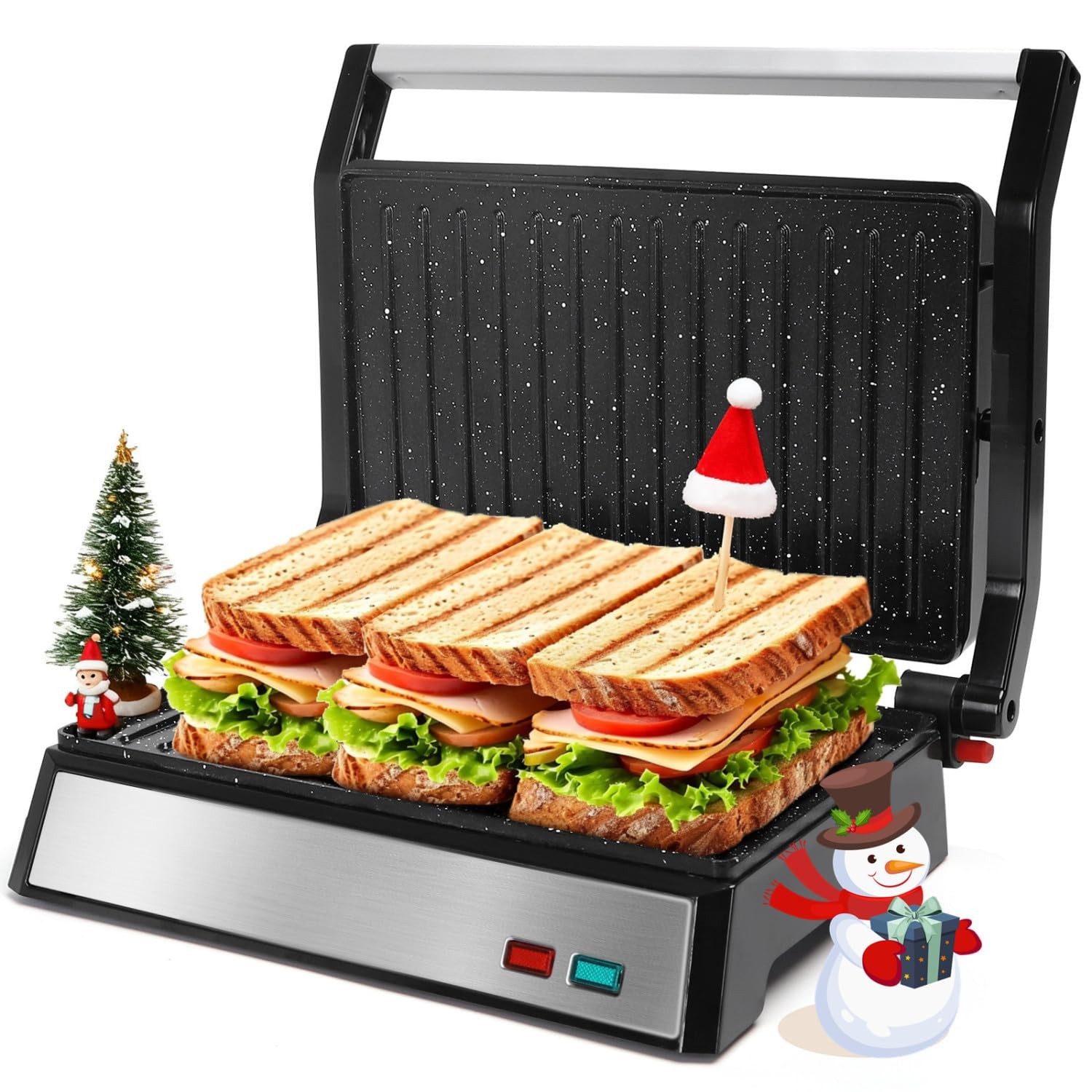 Panini Press, 1200W Sandwich Maker and Electric Indoor Grill with Ceramic Non-St