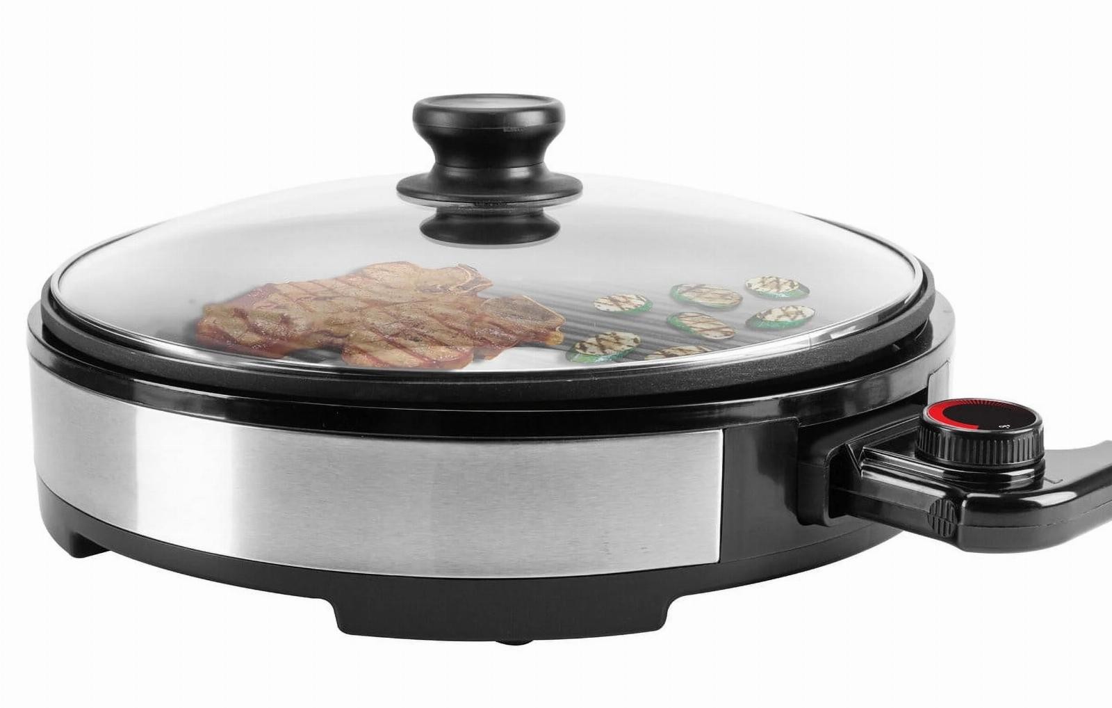 Elite Gourmet 12″ Indoor Electric BBQ Grill Countertop Nonstick With Glass Lid