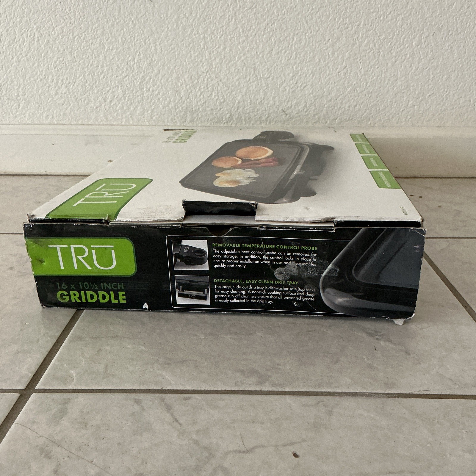 TRU 16×10.5 Electric Griddle 1200W Nonstick Removable Temp, Drip Tray GR-1
