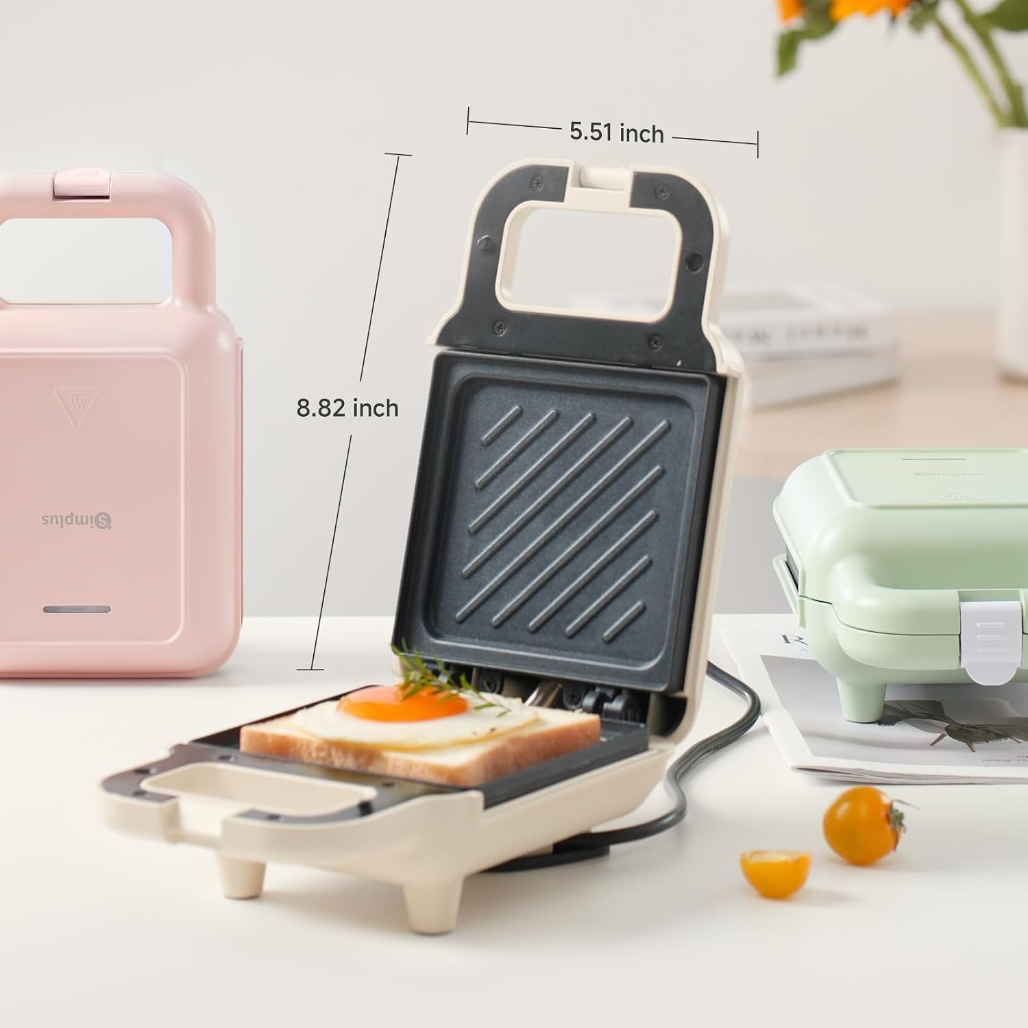 Sandwich Maker, 650W, Panini Waffle Breakfast Bread Crepe, Portable Household