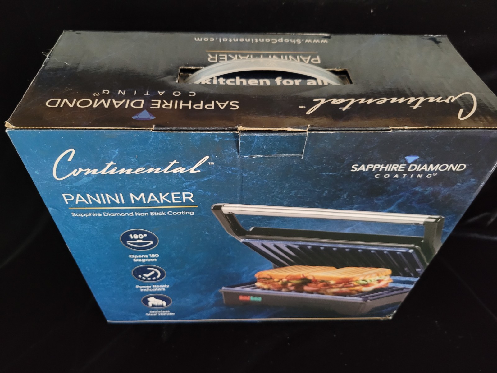Continental Panini Maker Sapphire Diamond Coating Stainless Handles NEW