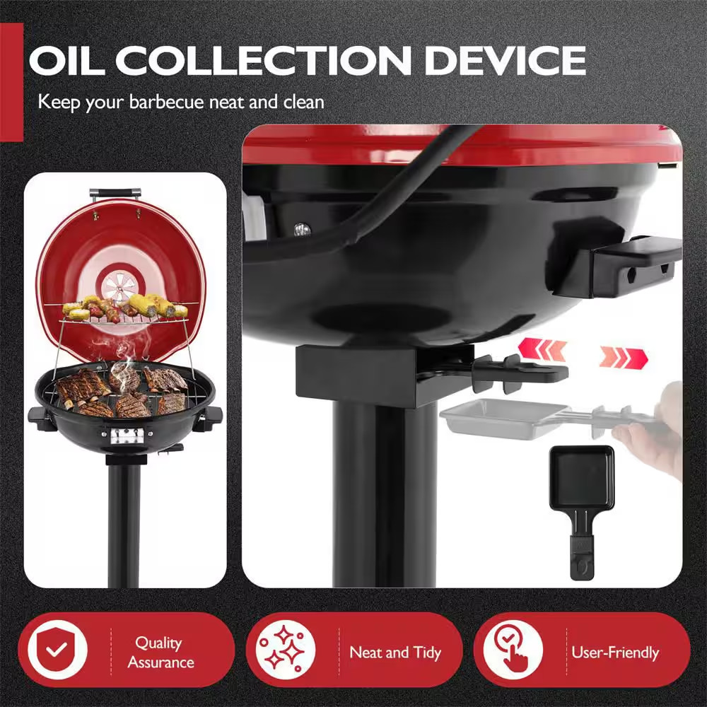 1600W Electric Countertop BBQ Grill Portable Double Layer Electric Grill with St