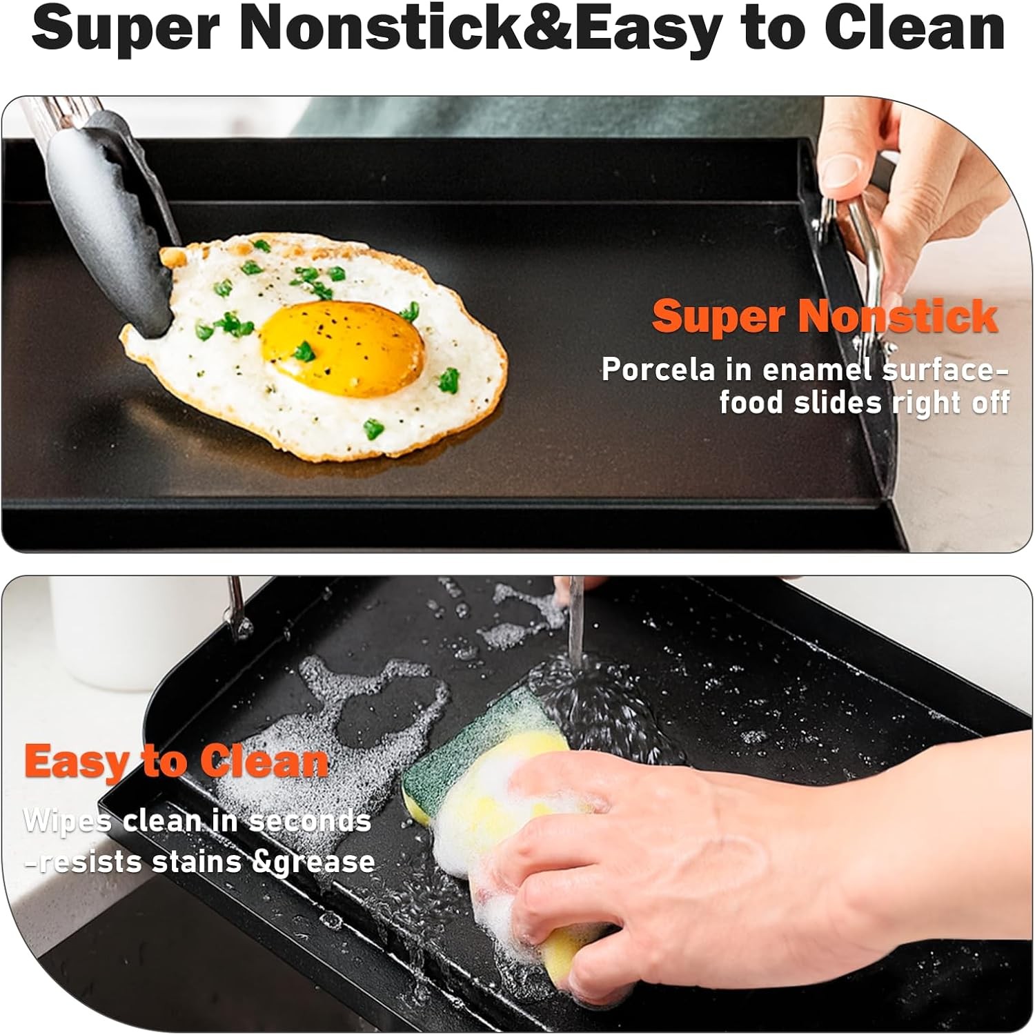17 x 13Inch Cast Iron NanoCeramic Griddle for Gas Grills | Pre-seasoned flat-top