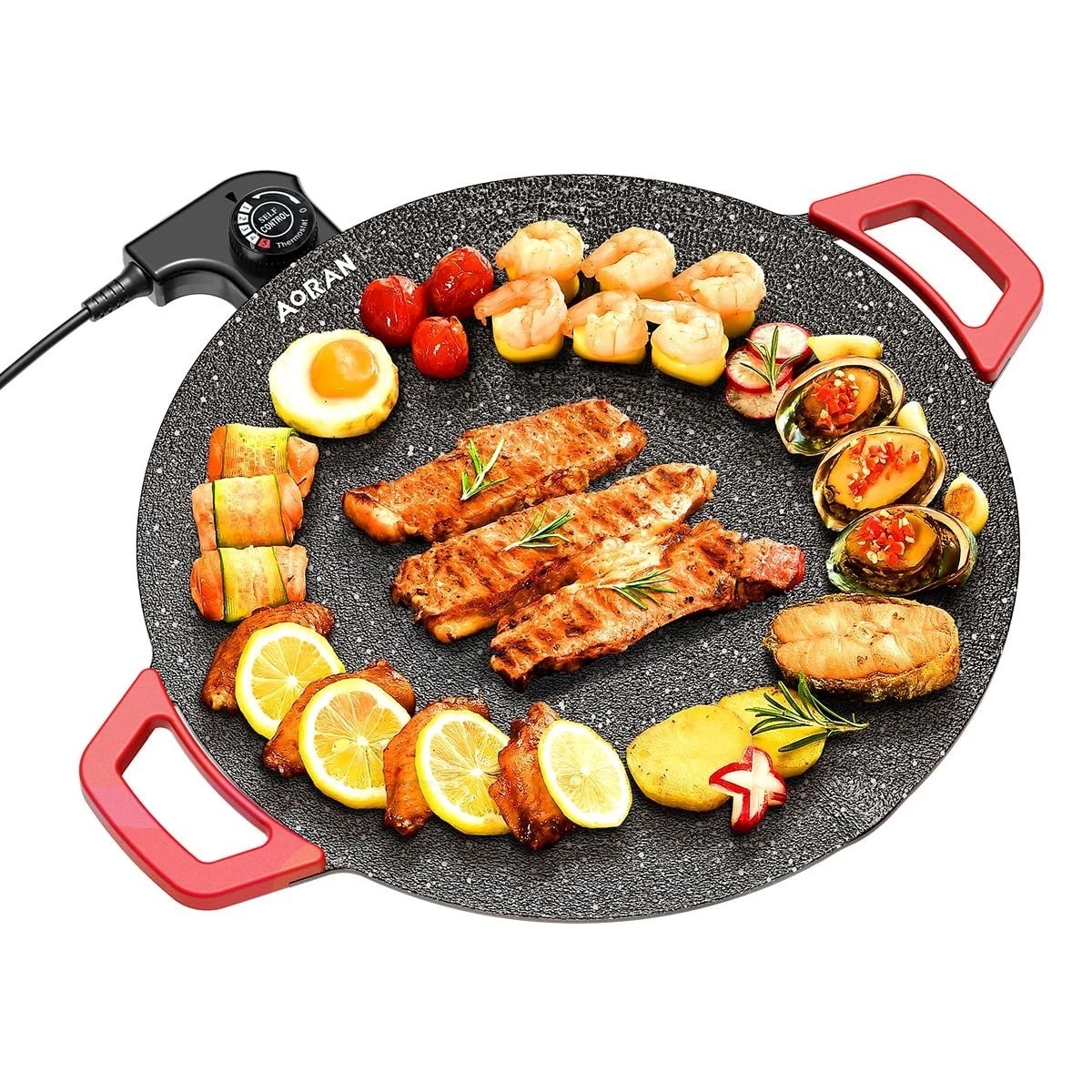 AORAN KITCHEN INDOOR GRILL ELECTRIC GRIDDLE SMOKELESS NONSTICK FOR INDOOR – NEW!