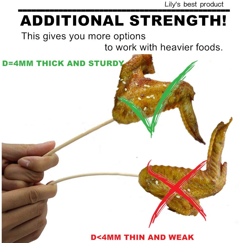HOPELF 12″ Natural Bamboo Skewers for 12 inch,