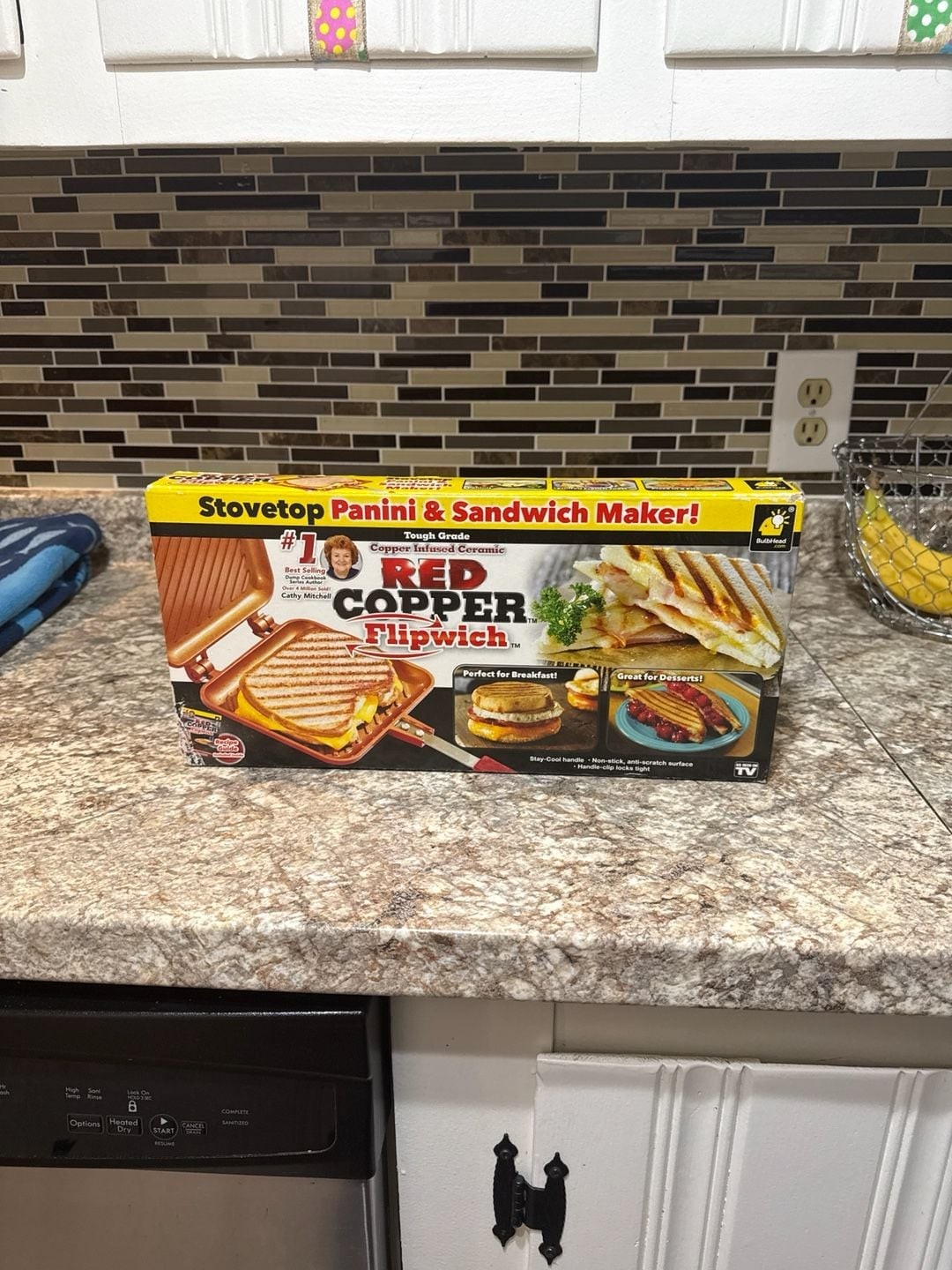 Red Copper Flipwich Non-Stick Stovetop Panini and Sandwich Maker