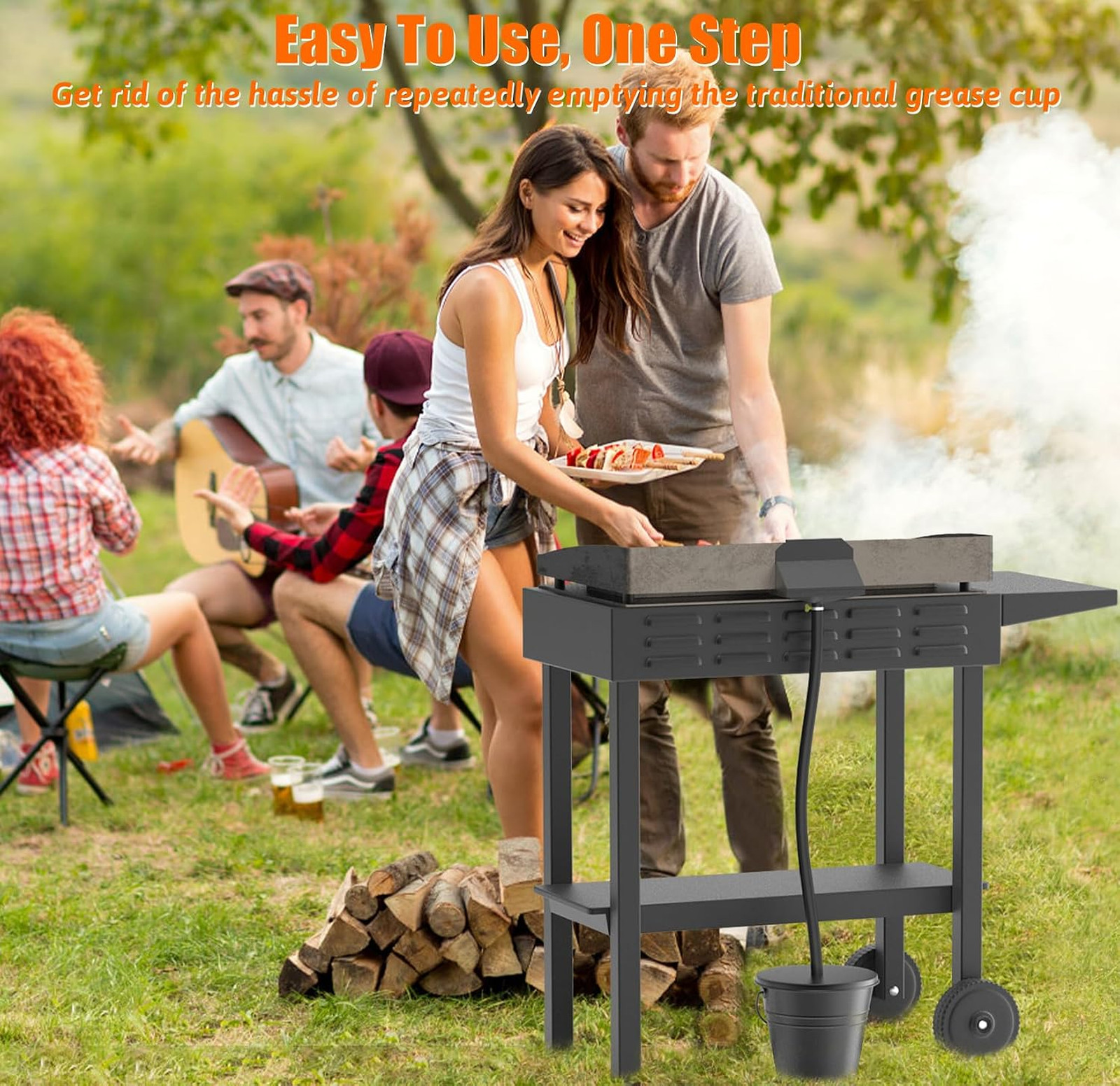 Rear Grease Drainage System for Blackstone Grills, 1.8L Drip Grease Bucket Kit
