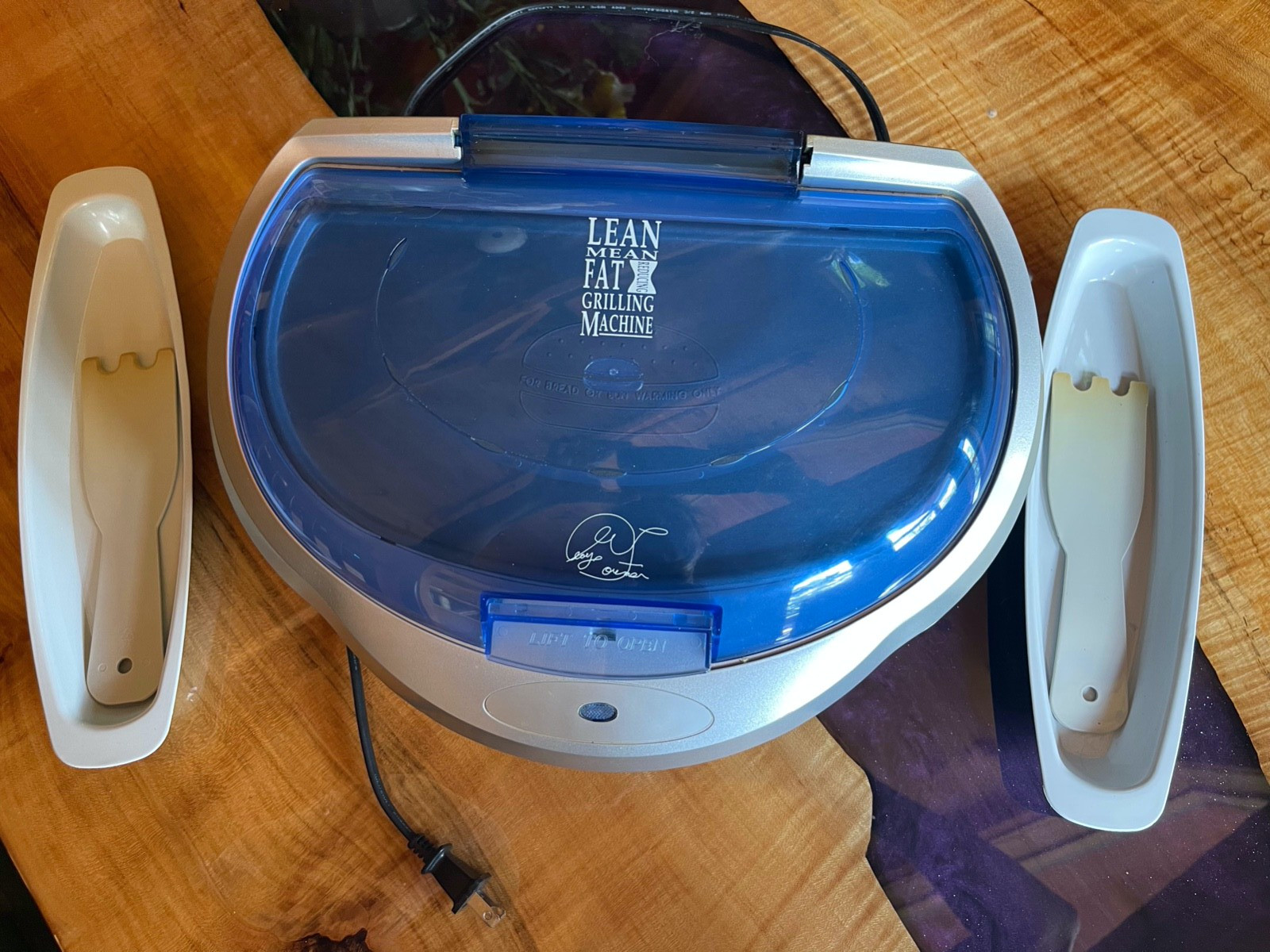 George Foreman Blue GR15BWI Indoor Grill with 2 Drip Dishes & 2 Scrapers, Manual