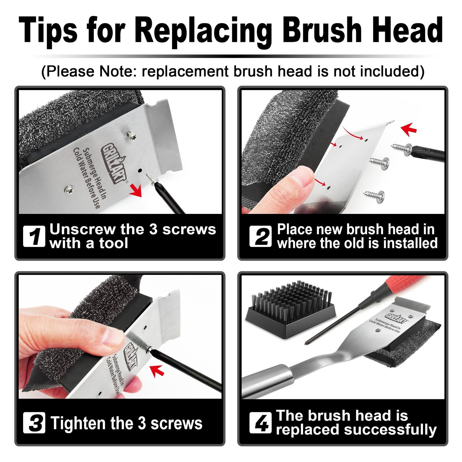 GRILLART Grill Brush Bristle Free, Safe Grill Brush for Outdoor Grill, SteamWiza