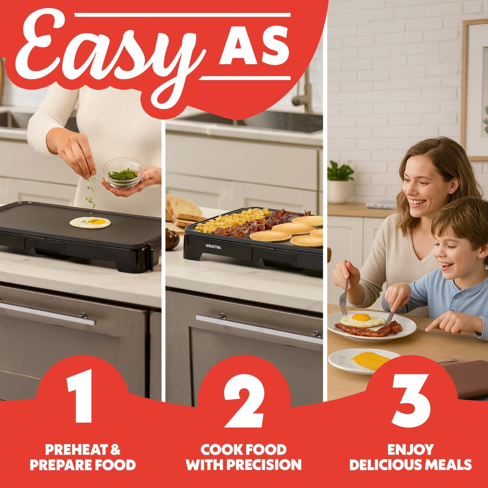 Extra Large 22″ Electric Griddle Pan – Nonstick Flat Top, Adjustable Temp 200°F-