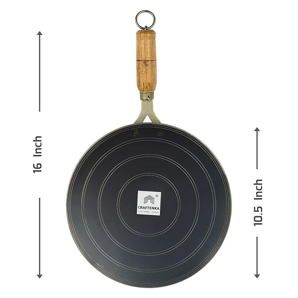 Iron Tawa for Roti/Chapathi/Chapati with Wooden Handle 26 cm