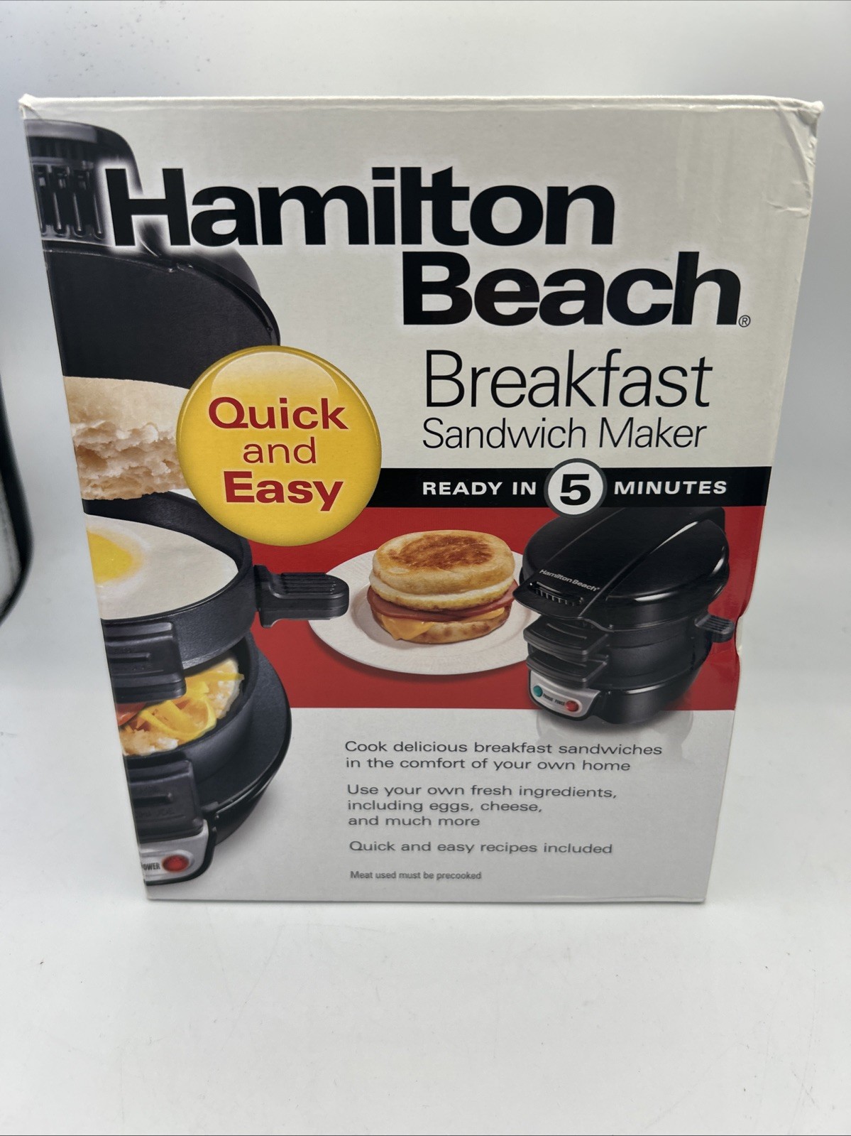 NEW! Hamilton Beach Quick & Easy Breakfast Sandwich Maker Black NEW