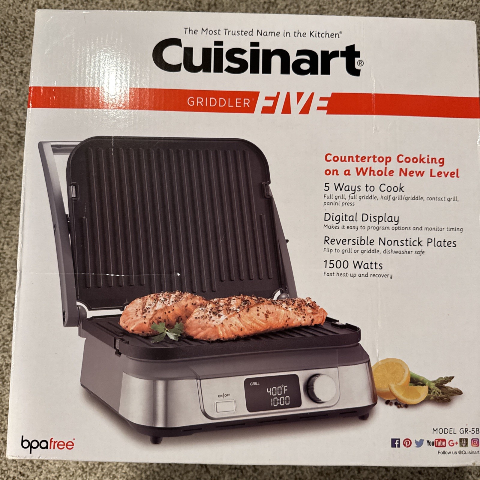 Cuisinart Griddler Five Electric Grill and Griddle New