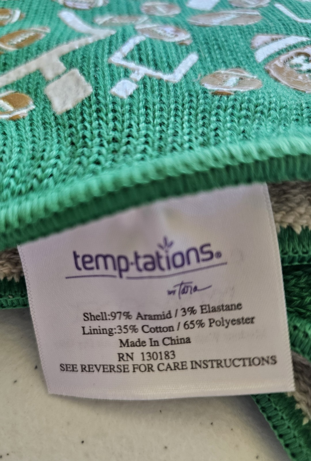 Temptations Football Motif Grill Mitts (2) Brown Silicone Footballs on Green