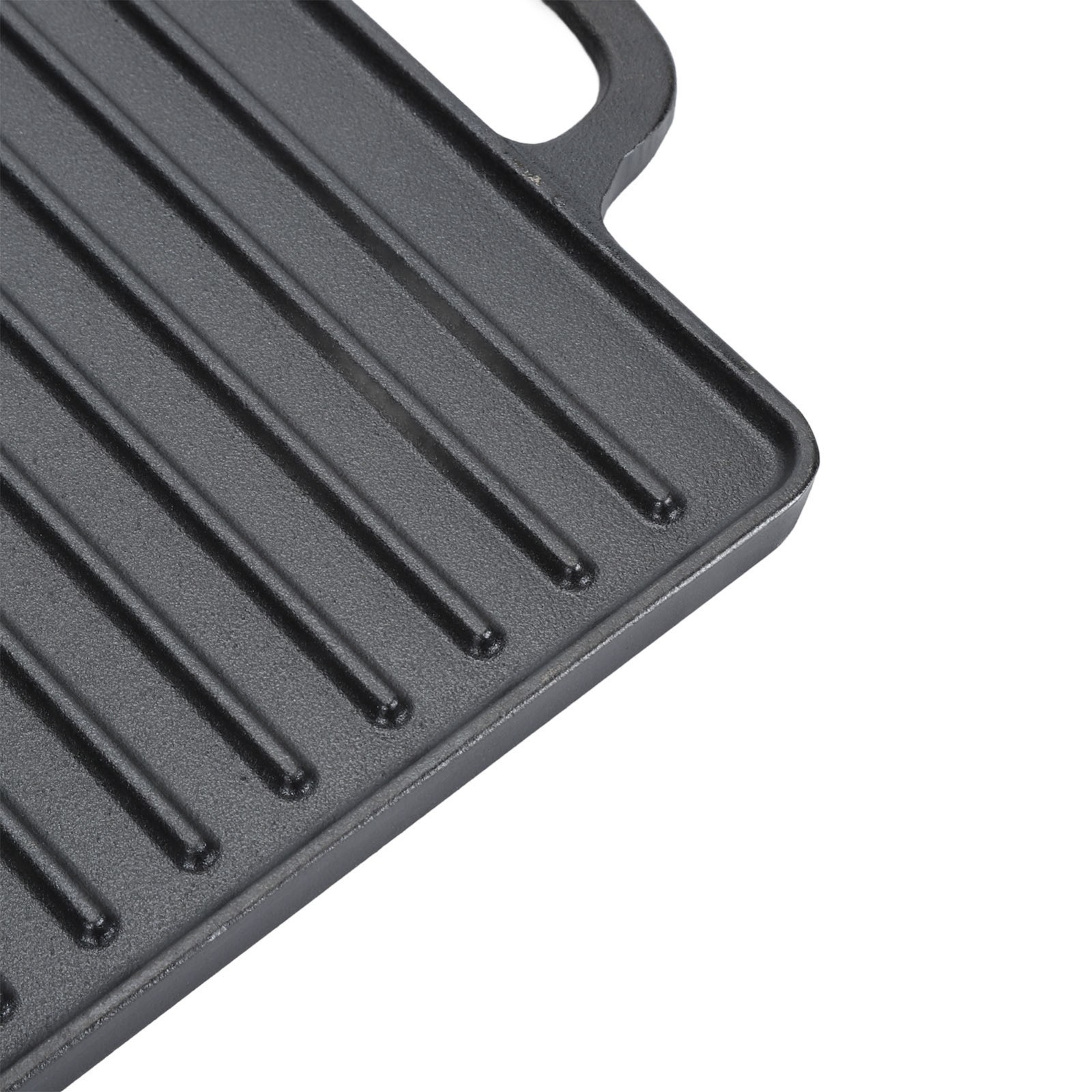 Dual Ear Double Sided Cast Iron Griddle, Rect BBQ Grill Plate 17.3in & 19.7in