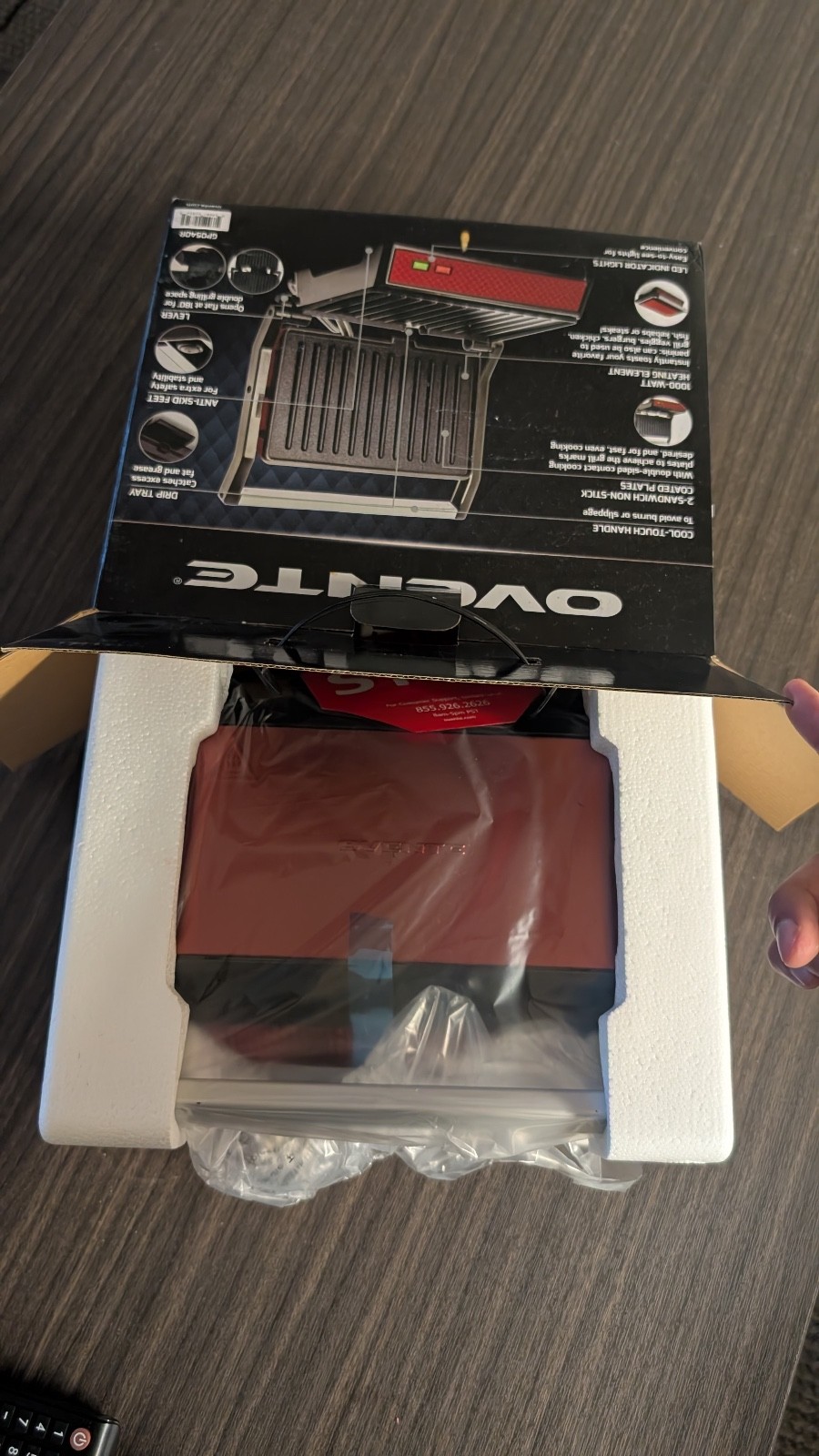 GP0620R Electric Panini Press Grill Sandwich Maker — BRAND NEW, Red