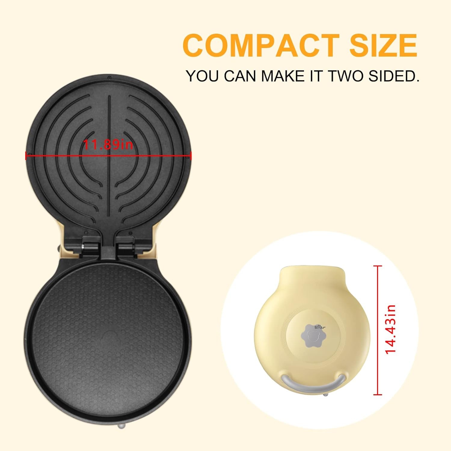Bear 11.8” 1500W Electric Smokeless Indoor Grill W/ Adjustable Temp Quesadilla