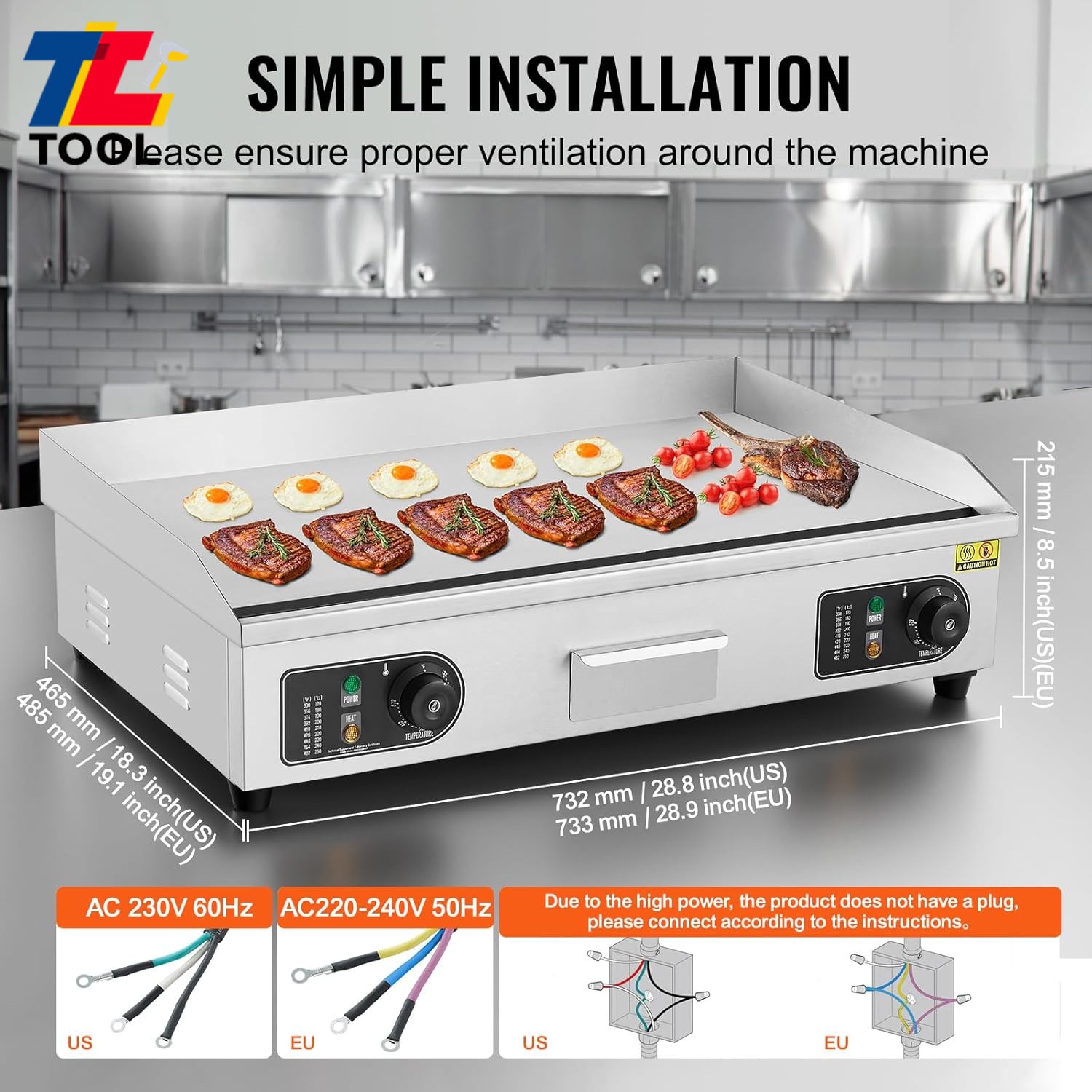 30″ Commercial Electric Countertop Griddle Flat Top Grill Hot Plate