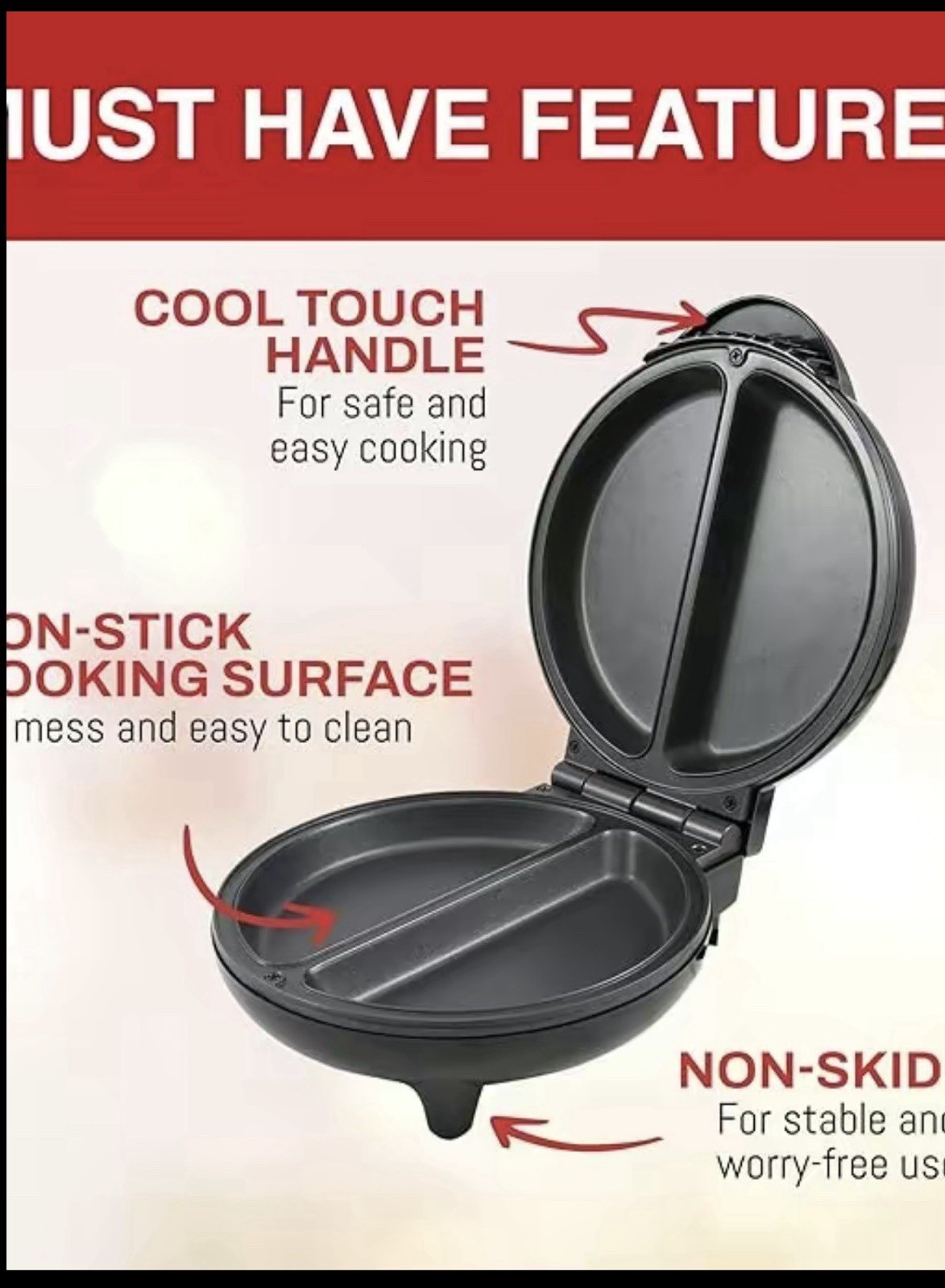 Elite Gourmet Omelet Maker Stainless Steel Non Stick Countertop Griddle