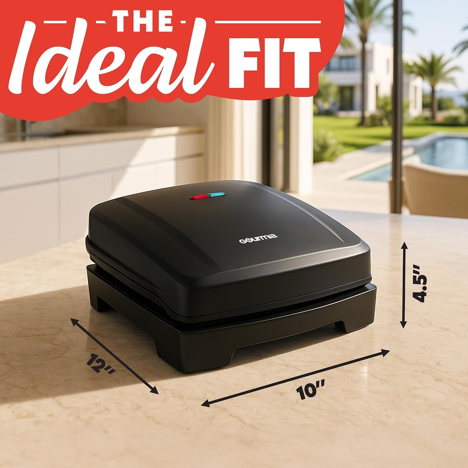 Indoor Grill & Panini Maker – 4 Serving Contact or Open Grill, Nonstick Ceram…