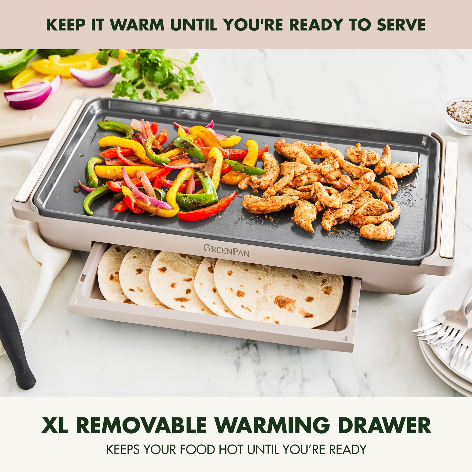 GreenPan 10.5 x 20 Electric Griddle Healthy Ceramic Nonstick Countertop Cooking